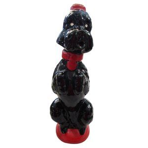 French Poodle Decanter with cork Vintage Garnier Liquor black poodle with red ac